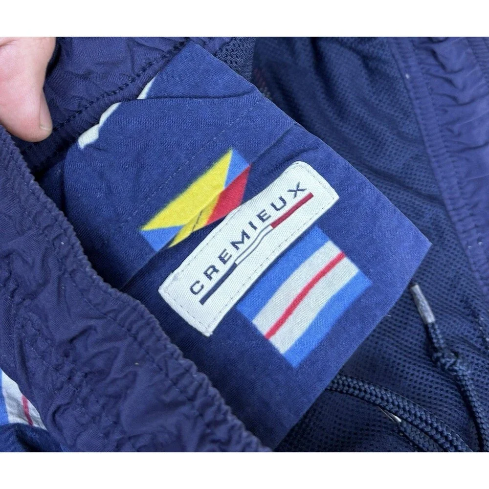 Vintage 90s Flags Graphic Swim Trunks / Shorts / Navy / Size Medium